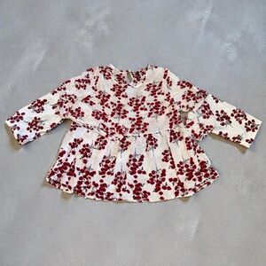 SHEIN Red and White Floral Blouse (2XL)